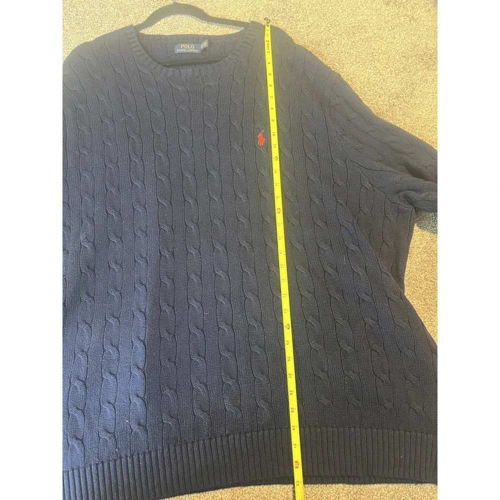 Polo Ralph Lauren Men's 5X Navy Cable‎ Knit Sweater Pony Logo